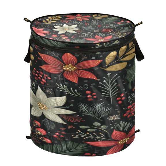 Popup Laundry Hamper Storage Basket Laundry Basket Laundry Hamper Convenient and Durable Beautiful Christmas Flowers