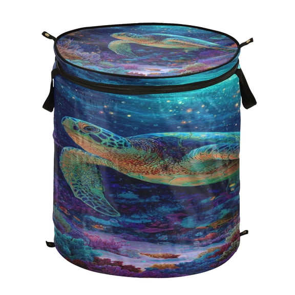 Popup Laundry Hamper Storage Basket Laundry Basket Laundry Hamper Convenient and Durable Beautiful Colorful Sea Turtle