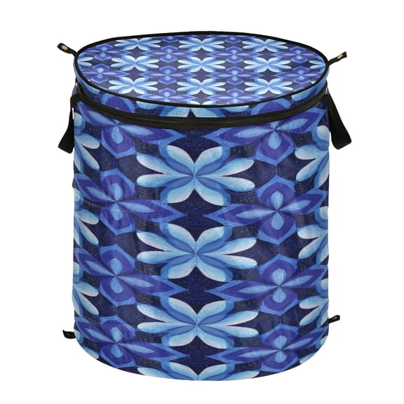 Popup Laundry Hamper Storage Basket Laundry Basket Laundry Hamper Convenient and Durable Beautiful Dark Blue Pattern