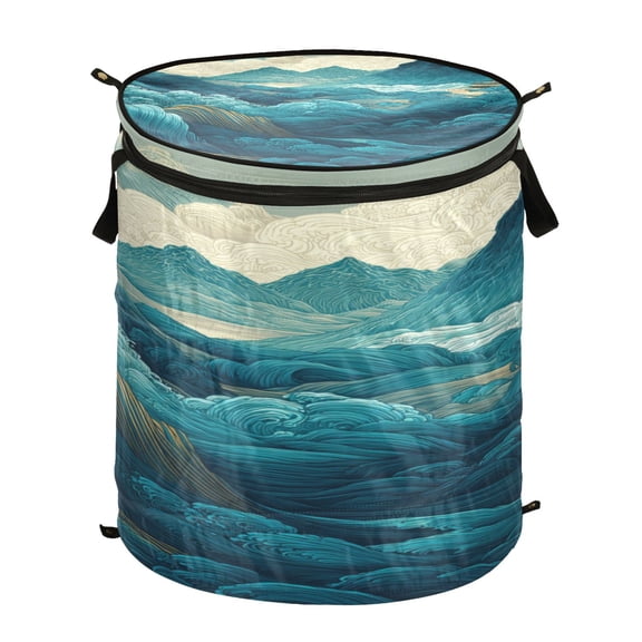 Popup Laundry Hamper Storage Basket Laundry Basket Laundry Hamper Convenient and Durable Beautiful Green Mountains