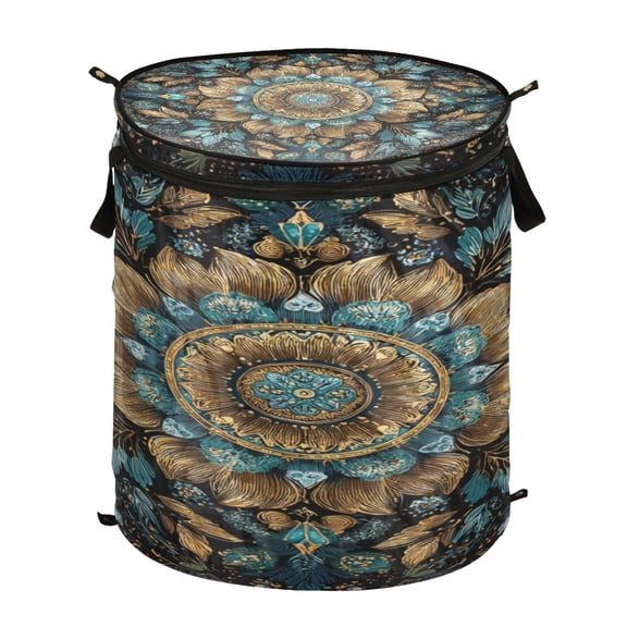 Popup Laundry Hamper Storage Basket Laundry Basket Laundry Hamper Convenient and Durable Beautiful Green Pattern