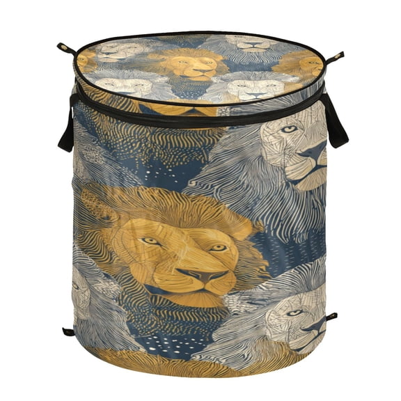 Popup Laundry Hamper Storage Basket Laundry Basket Laundry Hamper Convenient and Durable Beautiful Yellow Lion