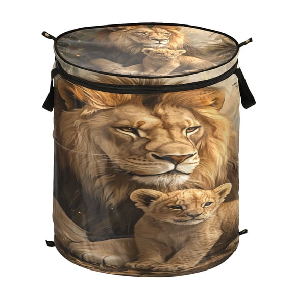 Popup Laundry Hamper Storage Basket Laundry Basket Laundry Hamper Convenient and Durable Beautiful Yellow Lions
