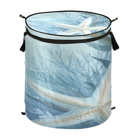Popup Laundry Hamper Storage Basket Laundry Basket Laundry Hamper Convenient and Durable Blue Starfish Pattern
