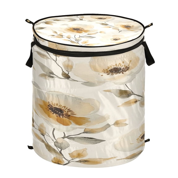 Popup Laundry Hamper Storage Basket Laundry Basket Laundry Hamper Convenient and Durable Cartoon Cream Flowers Seamless