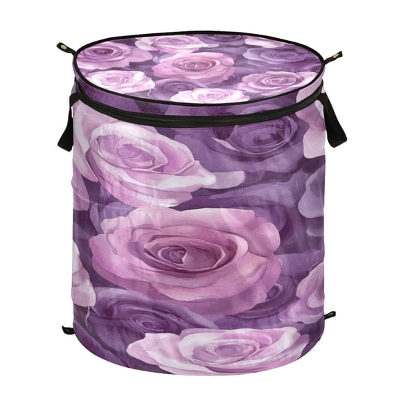 Popup Laundry Hamper Storage Basket Laundry Basket Laundry Hamper Convenient and Durable Cartoon Lavender Roses Seamless