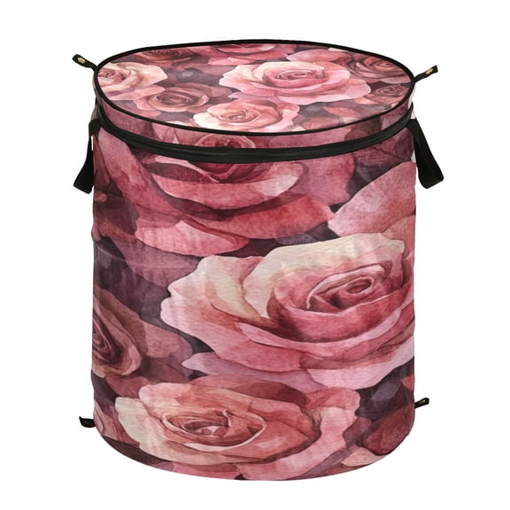 Popup Laundry Hamper Storage Basket Laundry Basket Laundry Hamper Convenient and Durable Cartoon Maroon Roses