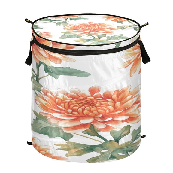 Popup Laundry Hamper Storage Basket Laundry Basket Laundry Hamper Convenient and Durable Chrysanthemums Orange