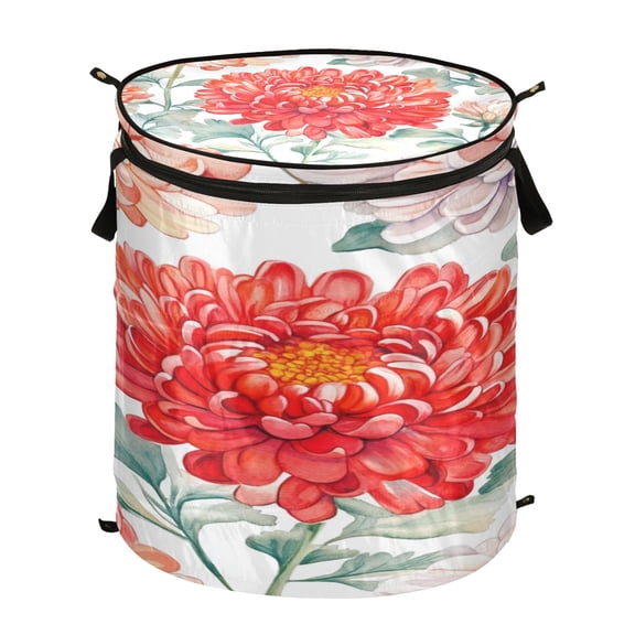 Popup Laundry Hamper Storage Basket Laundry Basket Laundry Hamper Convenient and Durable Chrysanthemums Red