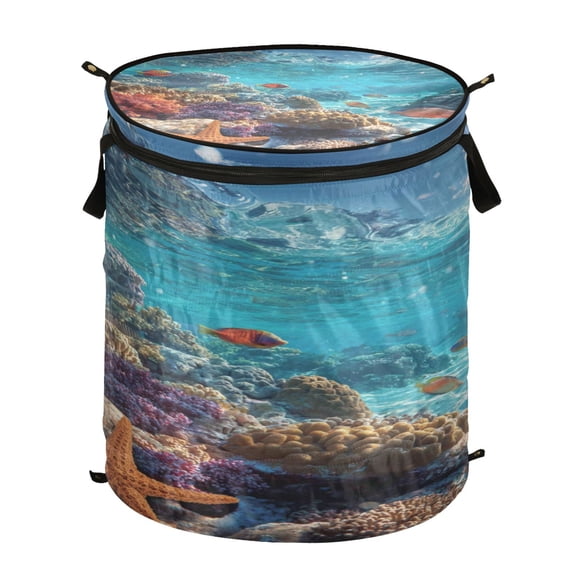 Popup Laundry Hamper Storage Basket Laundry Basket Laundry Hamper Convenient and Durable Coral Reef
