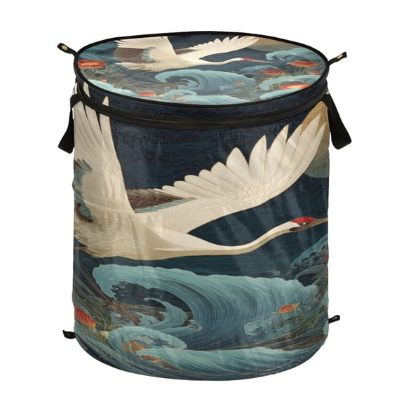 Popup Laundry Hamper Storage Basket Laundry Basket Laundry Hamper Convenient and Durable Crane Sea Waves
