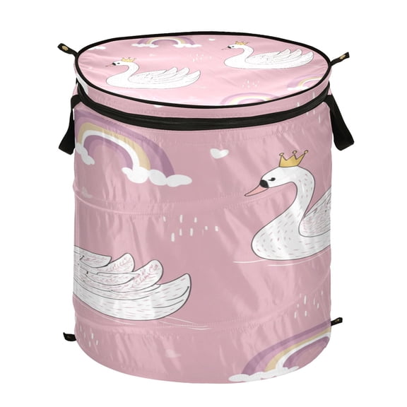 Popup Laundry Hamper Storage Basket Laundry Basket Laundry Hamper Convenient and Durable Crown Swans Rainbow Dinos
