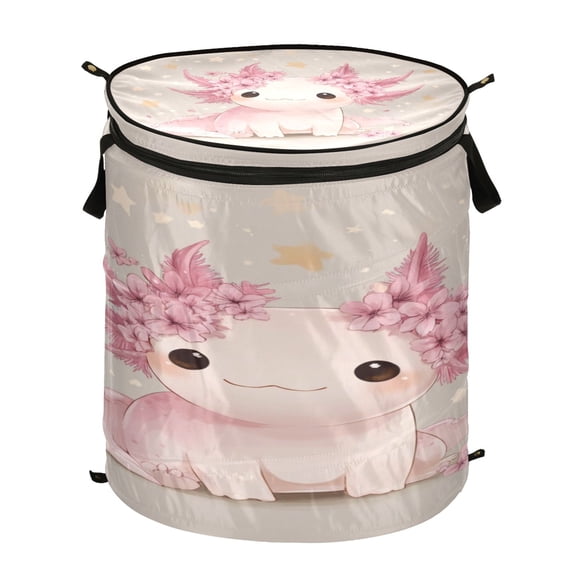 Popup Laundry Hamper Storage Basket Laundry Basket Laundry Hamper Convenient and Durable Cute Axolotl Pink