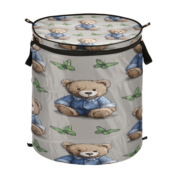 Popup Laundry Hamper Storage Basket Laundry Basket Laundry Hamper Convenient and Durable Cute Bear Seamless