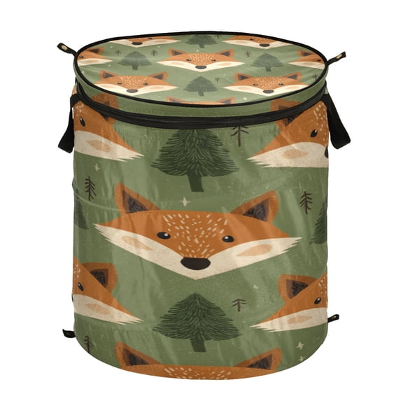 Popup Laundry Hamper Storage Basket Laundry Basket Laundry Hamper Convenient and Durable Cute Foxes Orange Forest