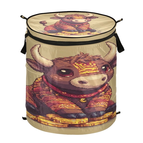 Popup Laundry Hamper Storage Basket Laundry Basket Laundry Hamper Convenient and Durable Gray Cow