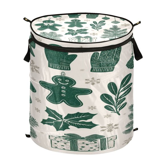 Popup Laundry Hamper Storage Basket Laundry Basket Laundry Hamper Convenient and Durable Green Gingerbread Man