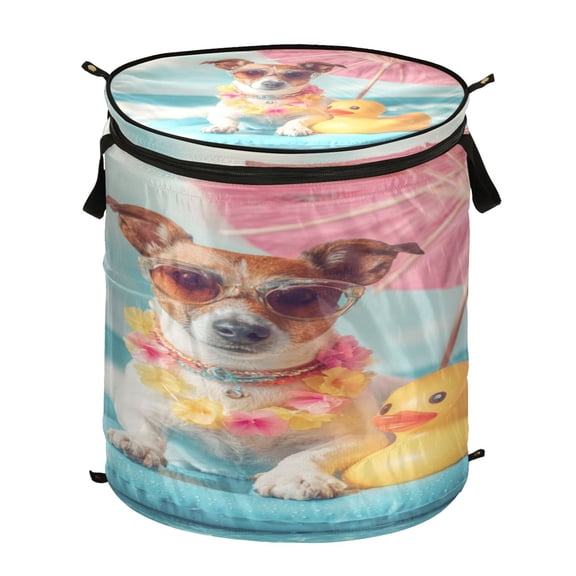 Popup Laundry Hamper Storage Basket Laundry Basket Laundry Hamper Convenient and Durable Little Dog by The Seaside