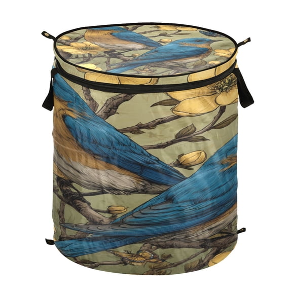 Popup Laundry Hamper Storage Basket Laundry Basket Laundry Hamper Convenient and Durable Pair Of Blue Birds