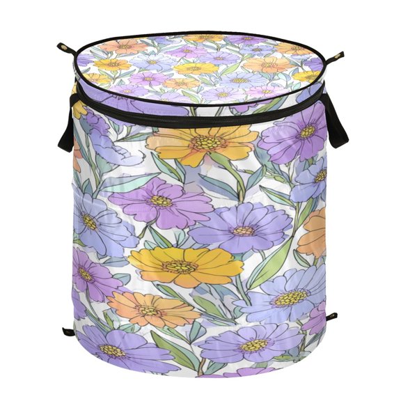 Popup Laundry Hamper Storage Basket Laundry Basket Laundry Hamper Convenient and Durable Pale Purple Flowers