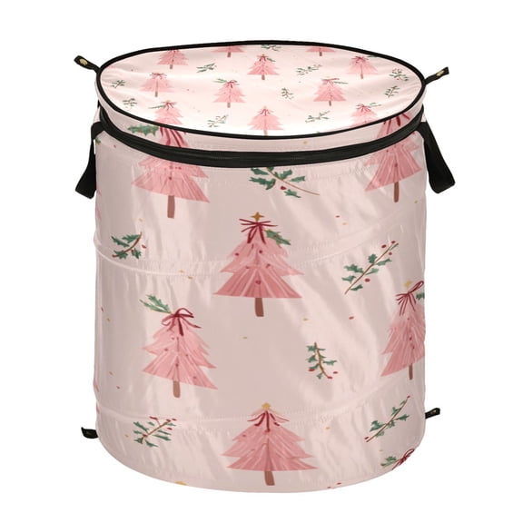 Popup Laundry Hamper Storage Basket Laundry Basket Laundry Hamper Convenient and Durable Pink Christmas Tree