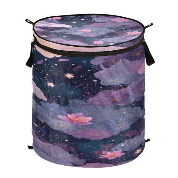Popup Laundry Hamper Storage Basket Laundry Basket Laundry Hamper Convenient and Durable Purple Beautiful Flowers