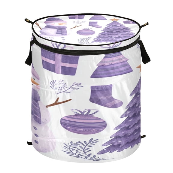 Popup Laundry Hamper Storage Basket Laundry Basket Laundry Hamper Convenient and Durable Purple Christmas Snowman