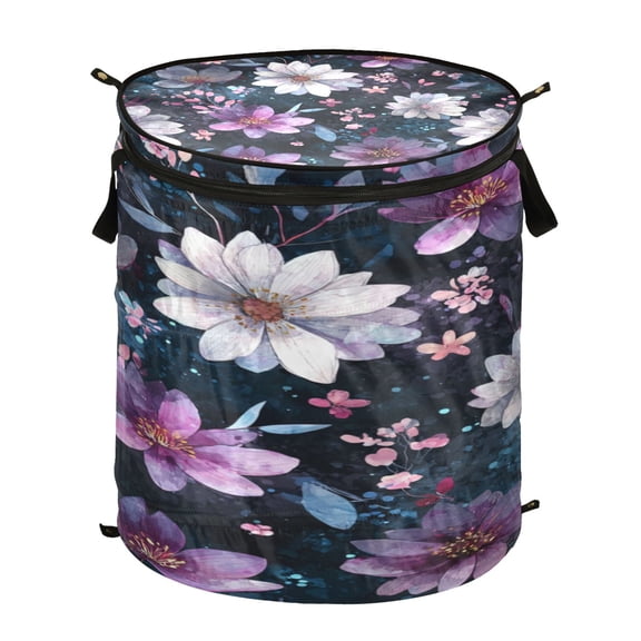 Popup Laundry Hamper Storage Basket Laundry Basket Laundry Hamper Convenient and Durable Purple Flowers