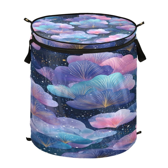 Popup Laundry Hamper Storage Basket Laundry Basket Laundry Hamper Convenient and Durable Purple Leaves