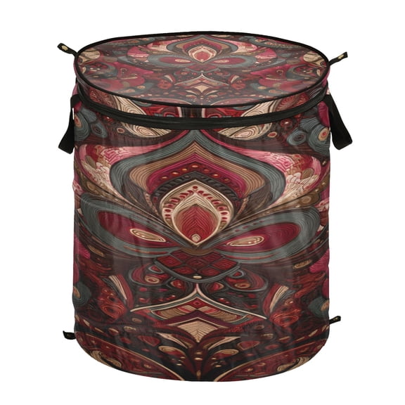 Popup Laundry Hamper Storage Basket Laundry Basket Laundry Hamper Convenient and Durable Red Pattern Seamless