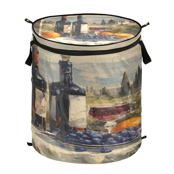 Popup Laundry Hamper Storage Basket Laundry Basket Laundry Hamper Convenient and Durable Red Wine Grape Pattern