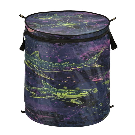 Popup Laundry Hamper Storage Basket Laundry Basket Laundry Hamper Convenient and Durable Rock Roll Shark Pattern
