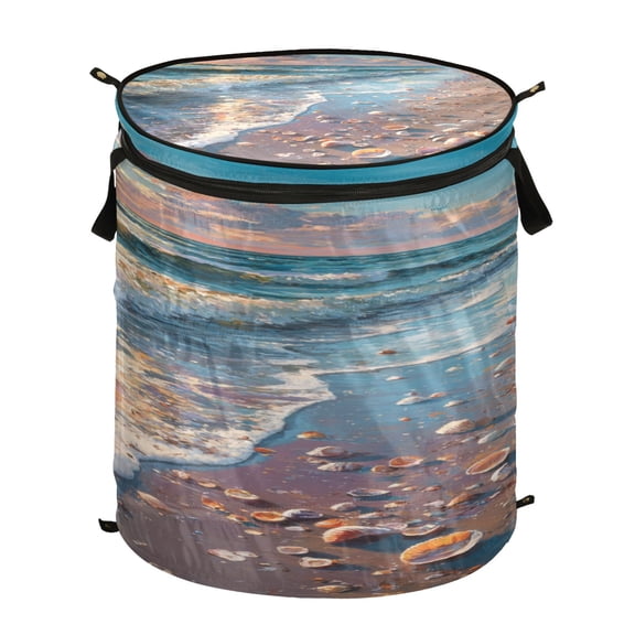 Popup Laundry Hamper Storage Basket Laundry Basket Laundry Hamper Convenient and Durable Seashell Beach Scene