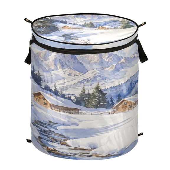 Popup Laundry Hamper Storage Basket Laundry Basket Laundry Hamper Convenient and Durable Snow Scene