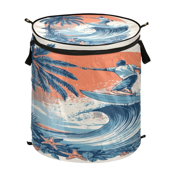 Popup Laundry Hamper Storage Basket Laundry Basket Laundry Hamper Convenient and Durable Surfers Palm Tree Waves