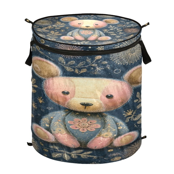 Popup Laundry Hamper Storage Basket Laundry Basket Laundry Hamper Convenient and Durable Teddy Bear Pastel Style