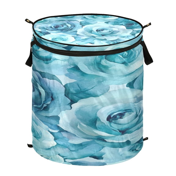Popup Laundry Hamper Storage Basket Laundry Basket Laundry Hamper Convenient and Durable Turquoise Roses