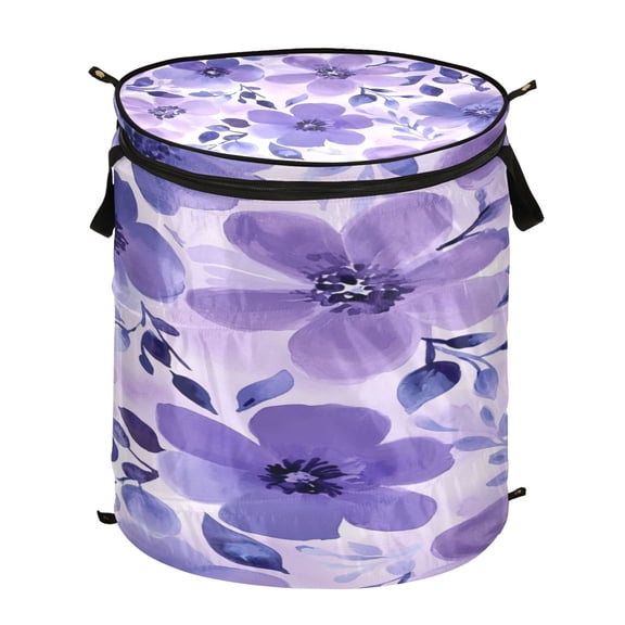 Popup Laundry Hamper Storage Basket Laundry Basket Laundry Hamper Convenient and Durable Vibrant Purple Flowers