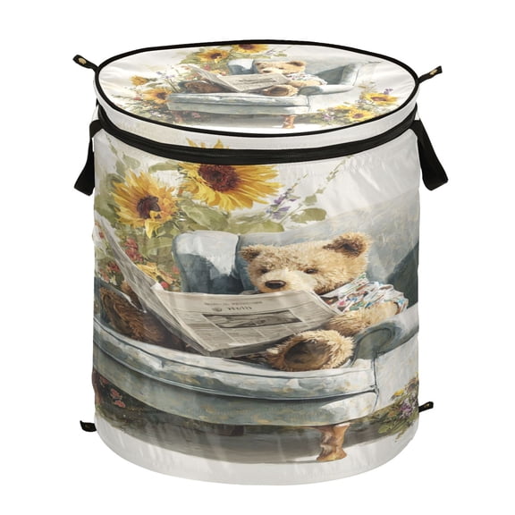 Popup Laundry Hamper Storage Basket Laundry Basket Laundry Hamper Convenient and Durable Watercolor Teddy Bear