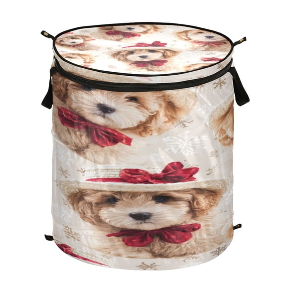 Popup Laundry Hamper Storage Basket Laundry Basket Laundry Hamper Convenient and Durable Yellow Christmas Puppy