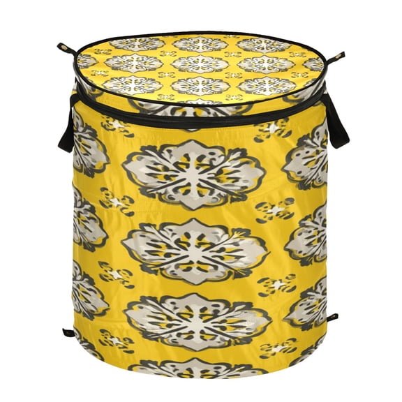 Popup Laundry Hamper Storage Basket Laundry Basket Laundry Hamper Convenient and Durable Yellow Pattern Seamless
