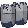 thumbnail image 1 of Popup Mesh Laundry Basket，Collapsible Mesh Pop Up Laundry Hamper with Sturdy Handles - Portable Foldable Clothes Baskets for Dorm, Bathroom & Travel Storage (Navy Blue, 2 Packs), 1 of 6