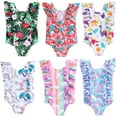 thumbnail image 1 of Popvcly 0-5T Baby Girl One Piece Swimsuit Infant Girl Elegant Sunsuit Ruffled Swimwear Ruffle Bathing Suits - Watermelon, 1 of 9