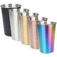 thumbnail image 1 of Popvcly 16 Ounce Stainless Steel Pint Cups 5 Pack Shatterproof Cup Tumblers Unbreakable Metal Drinking Glasses for Bar, Home, Restaurant, 1 of 7