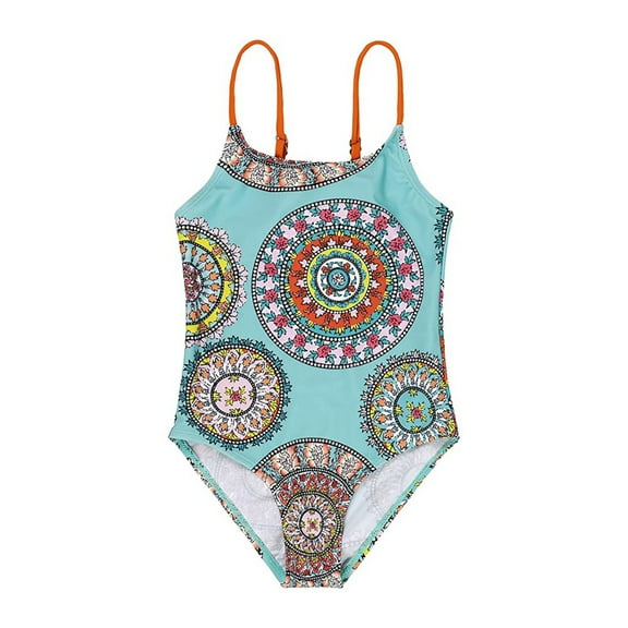 Popvcly 4-8T Little Girls Swimsuit Printed One-Piece Adjustable Swimwear Kids Bathing Suit with UPF 50+ Sun Protection