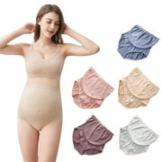 Popvcly 5 Pack Maternity Underwear Plus Size Seamless Pregnancy Panties High Waist Postpartum Belly Support Briefs
