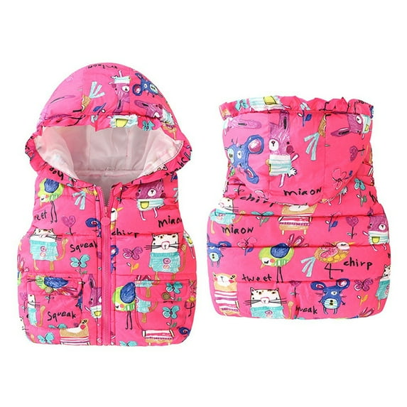 Popvcly 6M-4T Little Girls and Toddlers' Lightweight Water-Resistant Packable Puffer Vest Kids Hooded Zip- up Sleeveless Down jacket Outwear