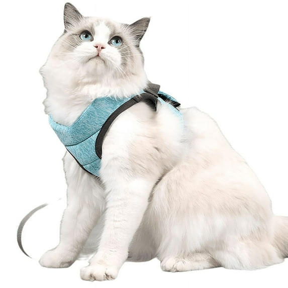 Popvcly Adjustable Cat Harness, Escape Proof Kitten Harness Leash Set, Protable Cat Vest Harness with Reflective Strip for Cats/Puppies Outdoor Walking, Green S