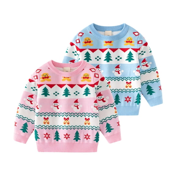 Popvcly Baby Toddler Boys Girls Sweater Knit Christmas Sweater Little Kids Pullover Cotton Winter Warm Tops Clothes 2-9T