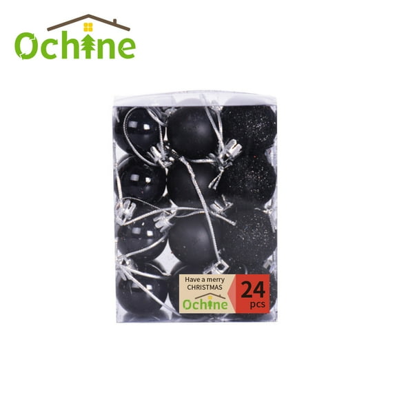 Popvcly Black Plastic Mini Shatterproof Christmas Ball Ornaments, 24 Count (1.18")